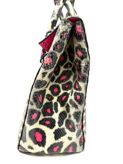 Python Leather Tote Pink/Black - Valentino