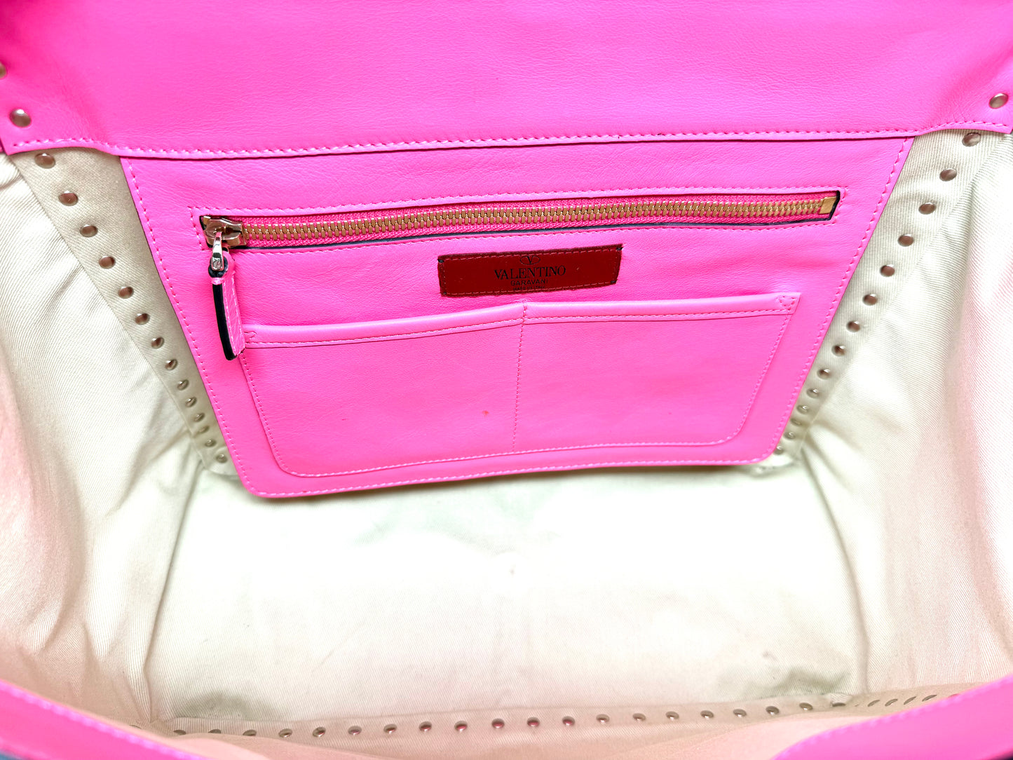 Python Leather Tote Pink/Black - Valentino