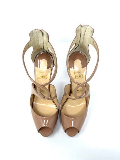 Rosie 120 Patent Leather Platform Pumps Nude - Christian Louboutin