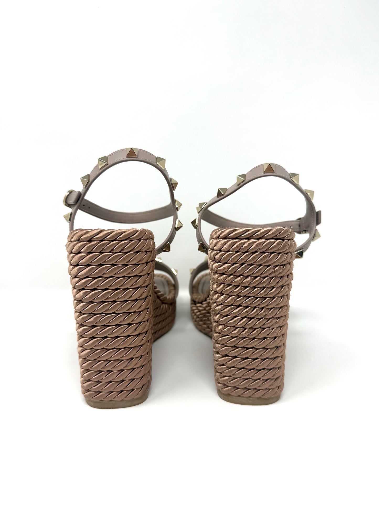 Rockstud Torchon Wedge Sandals Poudre - Valentino