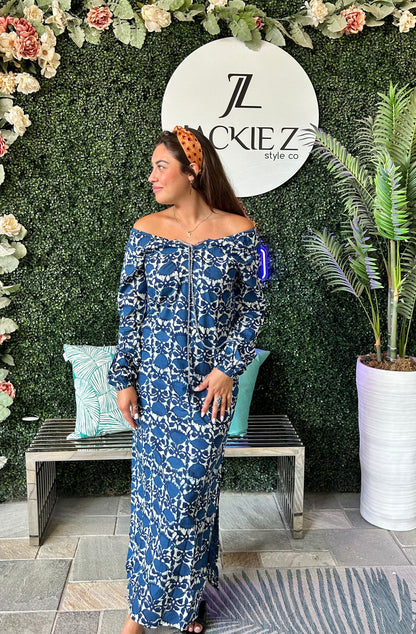 Positano Long Kaftan Dark Blue - Mare Sole Amore