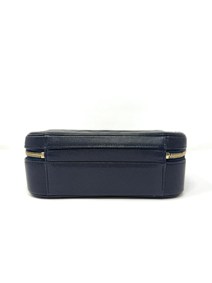 Filigree Vanity Case Quilted Caviar Navy - Chanel
