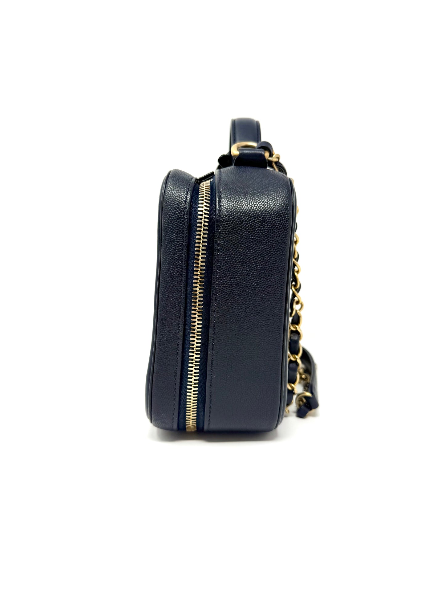 Filigree Vanity Case Quilted Caviar Navy - Chanel