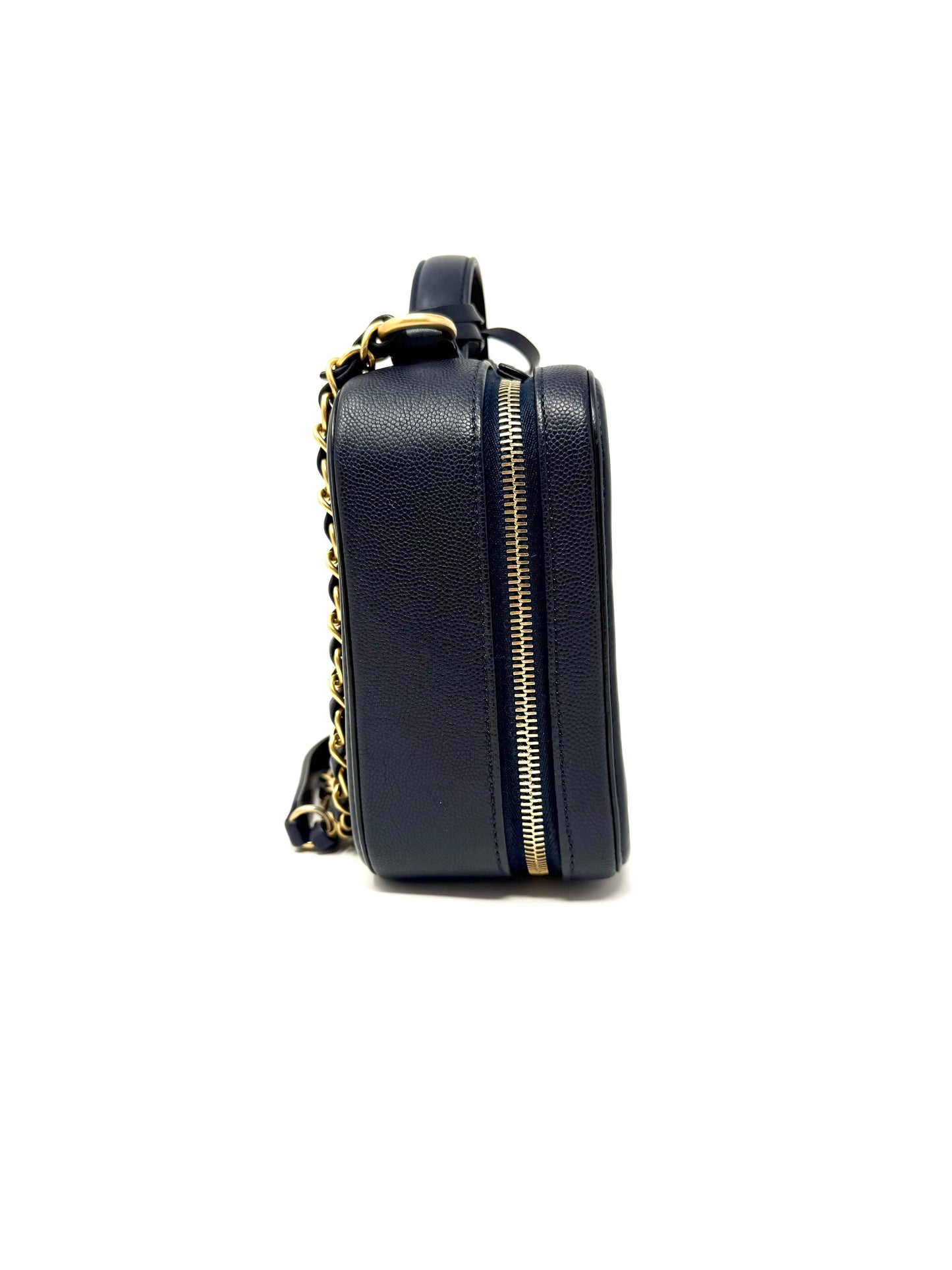 Filigree Vanity Case Quilted Caviar Navy - Chanel