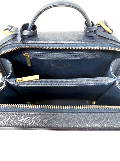 Filigree Vanity Case Quilted Caviar Navy - Chanel
