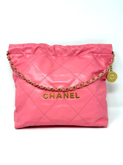 Large 22 Hobo Bag Pink Leather - Chanel