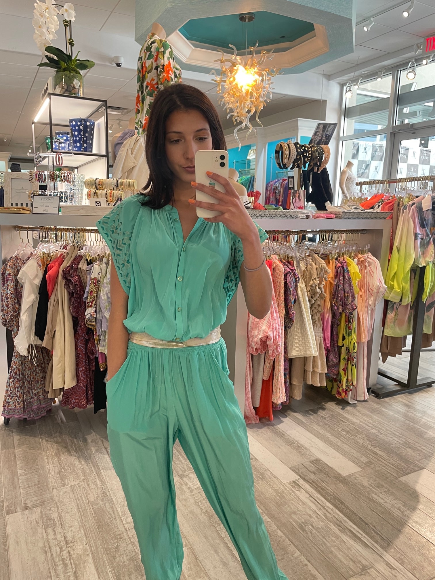 Tahari flutter hot sale sleeve jumpsuit