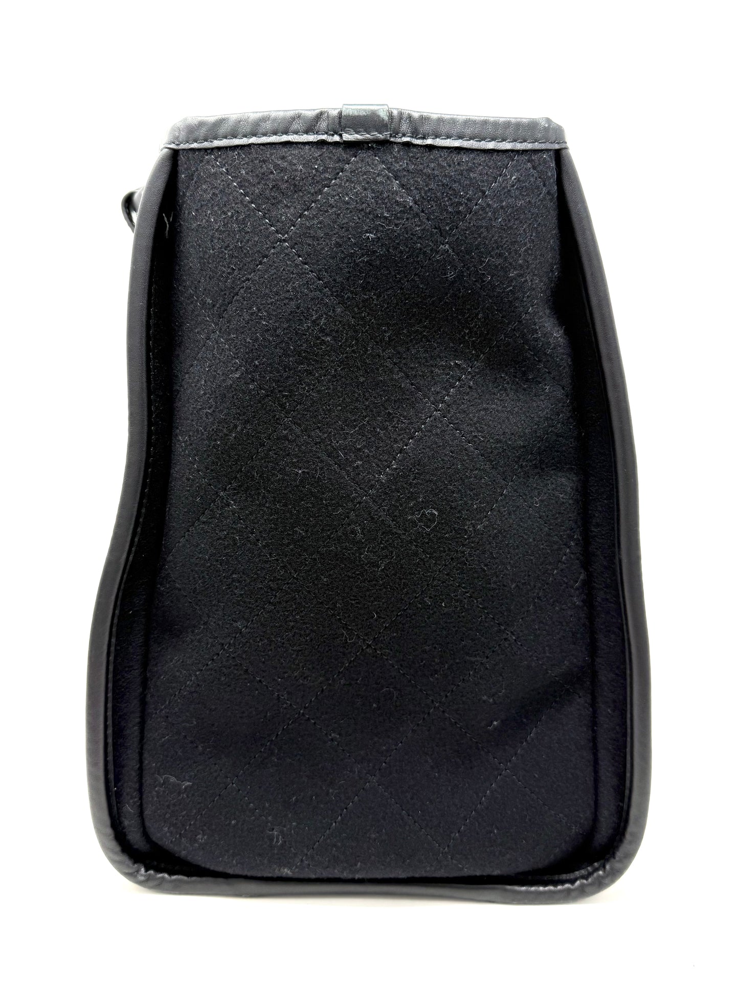 Large Deauville Wool Felt Tote White/Black - Chanel