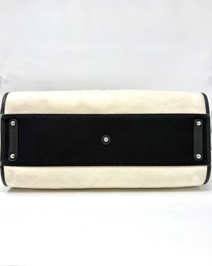 Large Deauville Wool Felt Tote White/Black - Chanel