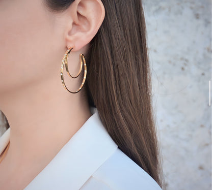 Double Hoop Earrings Gold - Liza Schwartz Jewelry