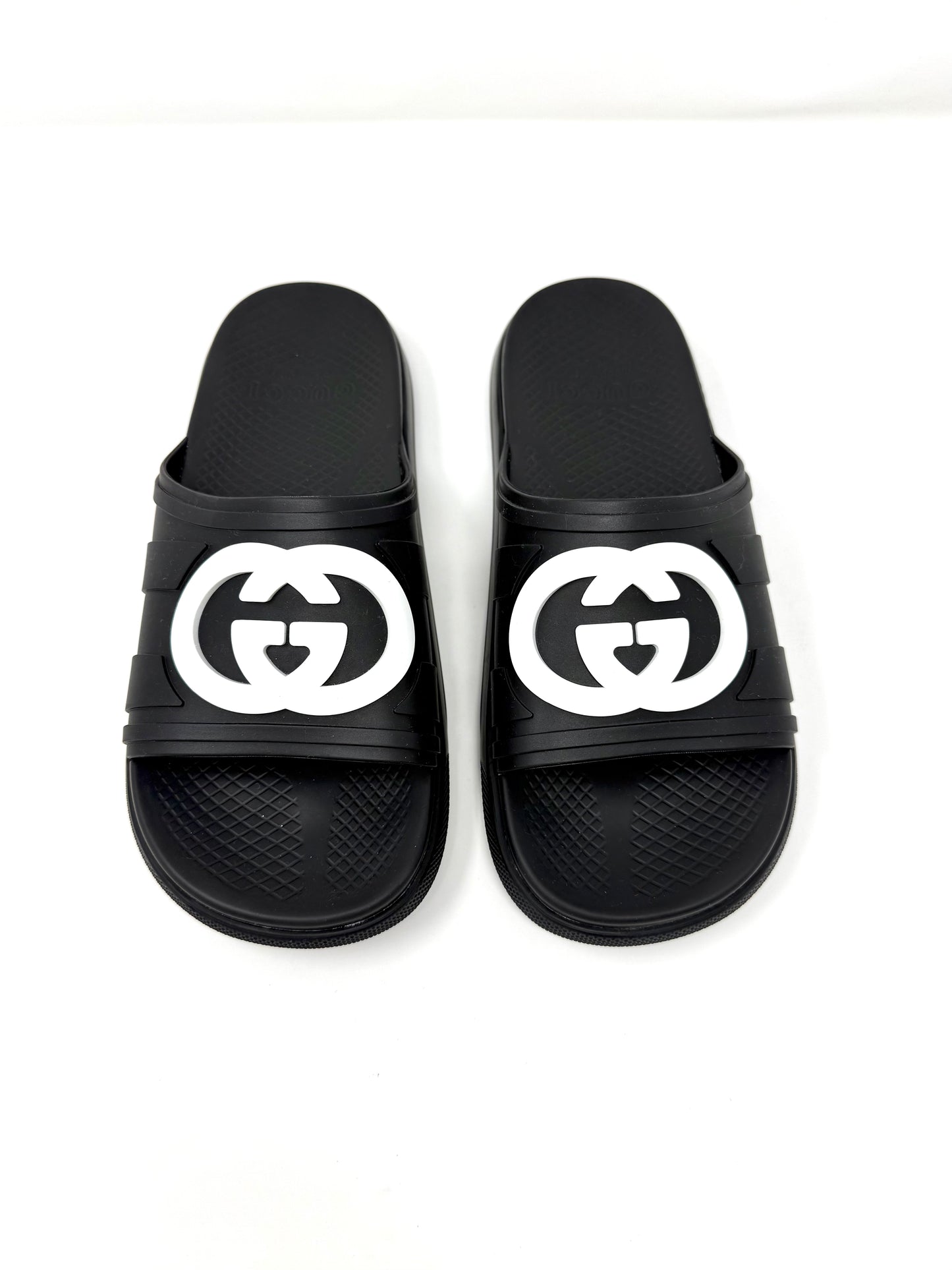 Men's Interlocking G Rubber Slide Black - Gucci