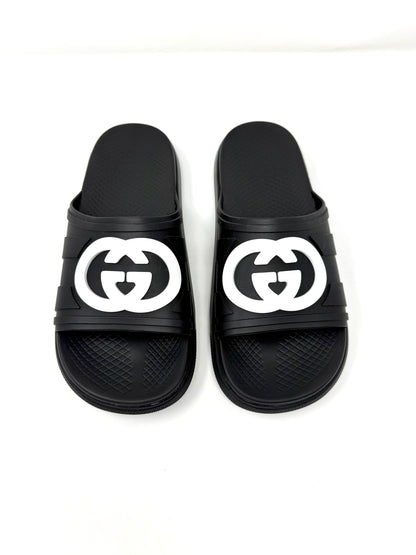 Men's Interlocking G Rubber Slide Black - Gucci