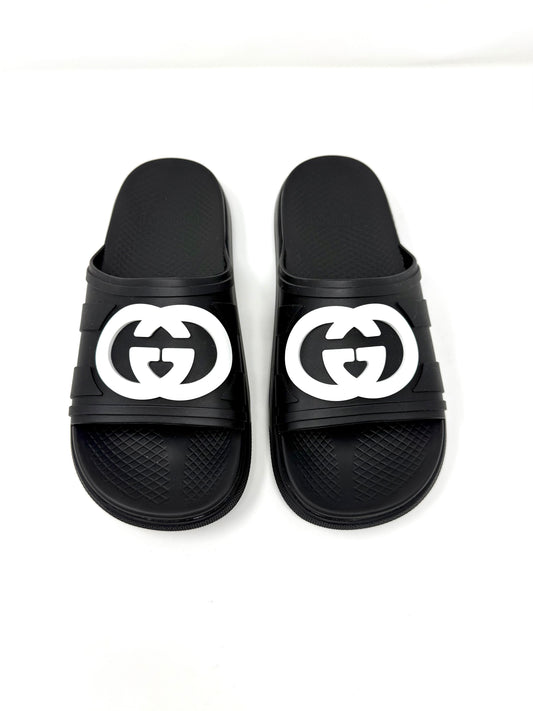 Men's Interlocking G Rubber Slide Black - Gucci