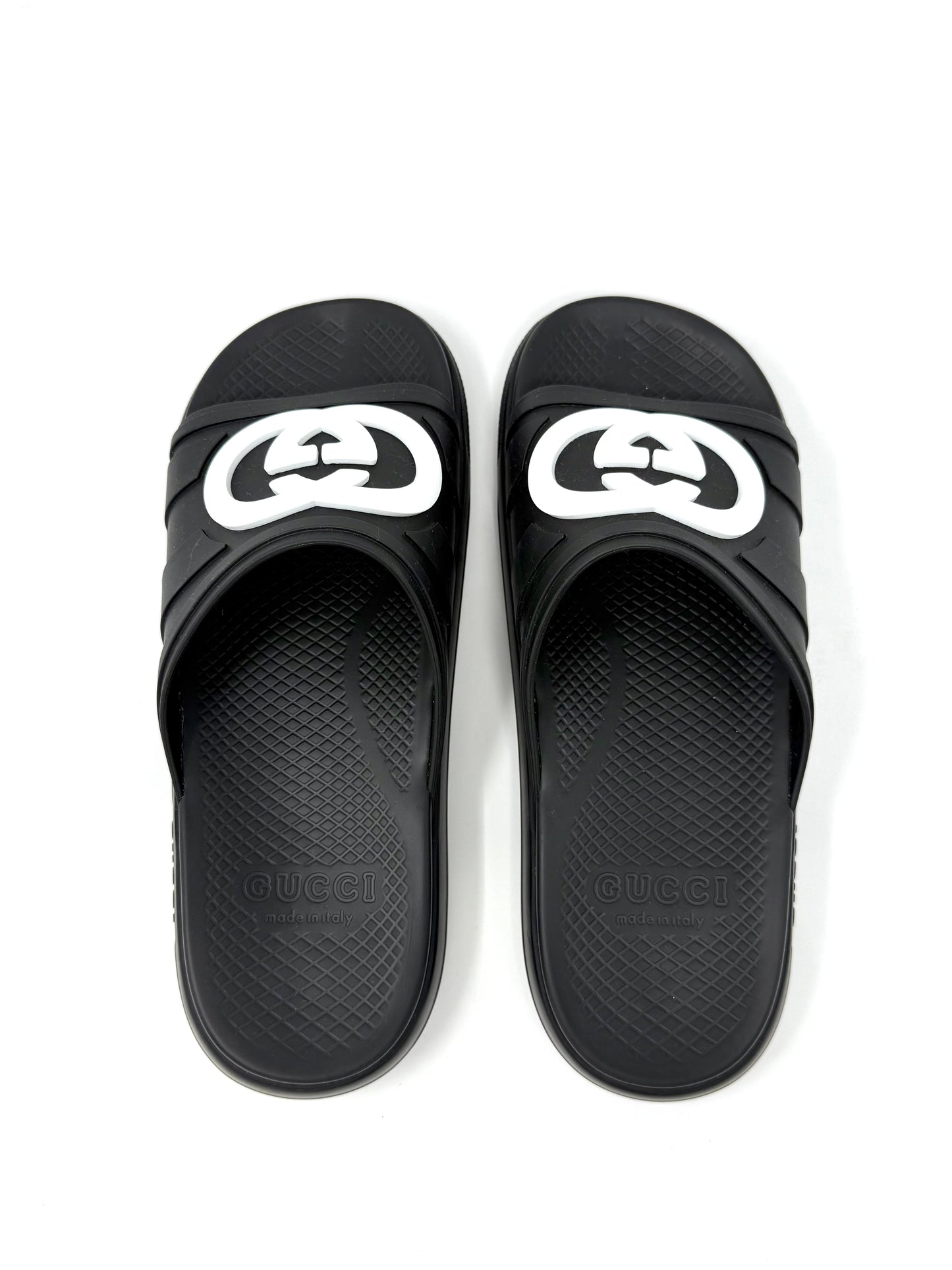 Men's Interlocking G Rubber Slide Black - Gucci
