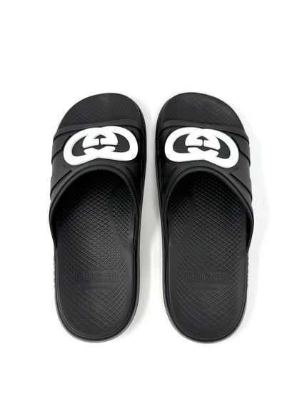 Men's Interlocking G Rubber Slide Black - Gucci
