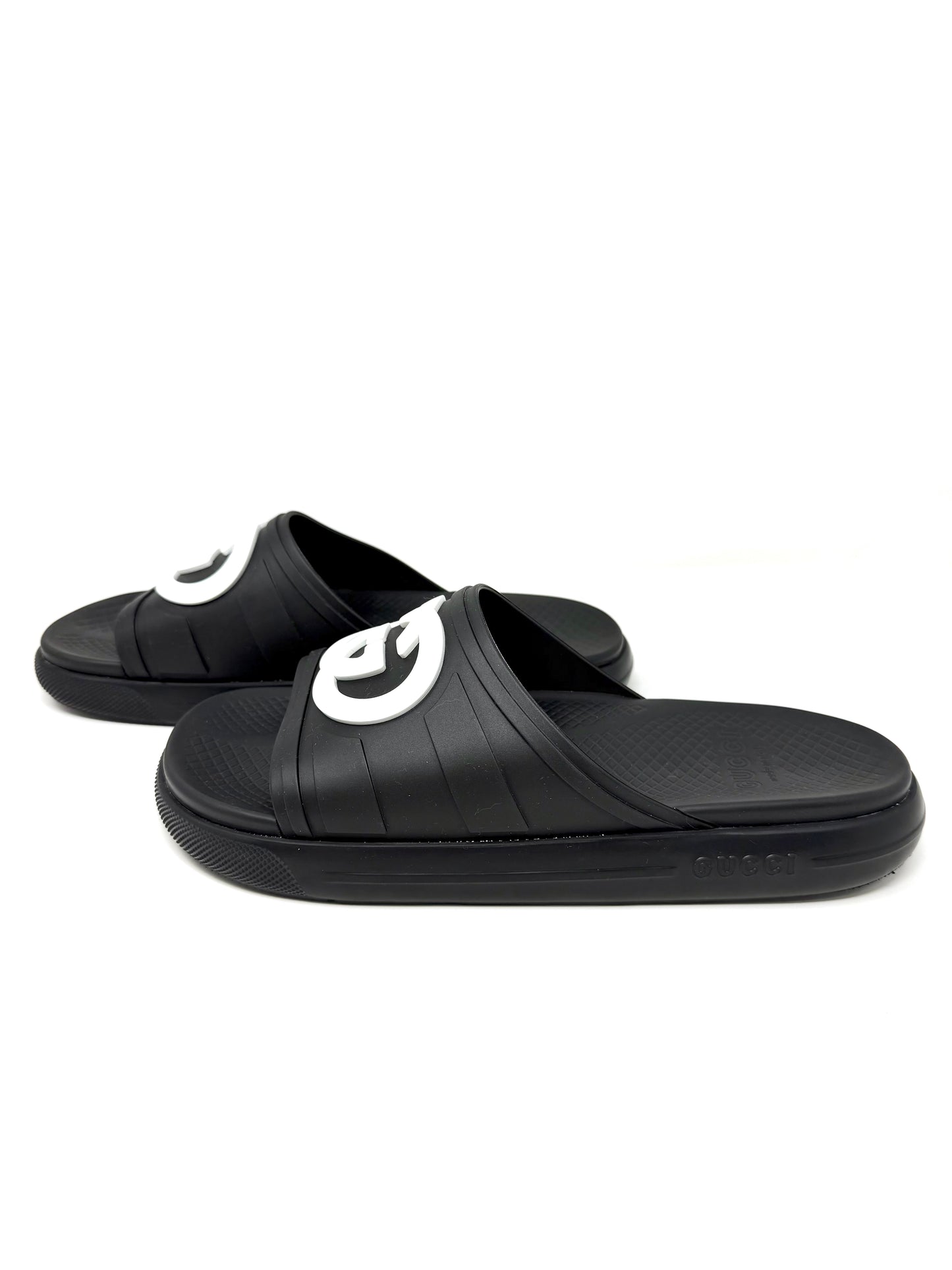 Men's Interlocking G Rubber Slide Black - Gucci