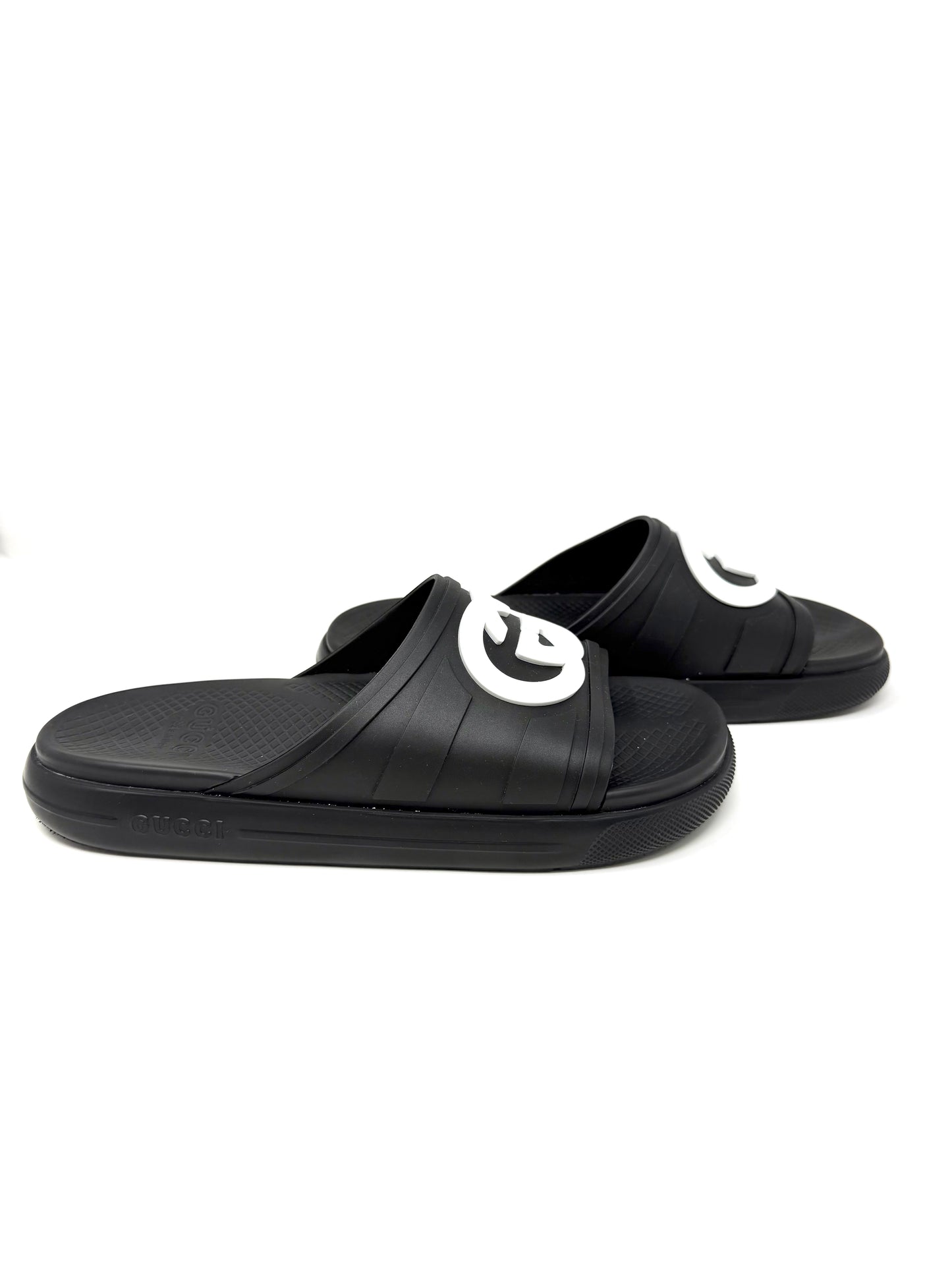 Men's Interlocking G Rubber Slide Black - Gucci
