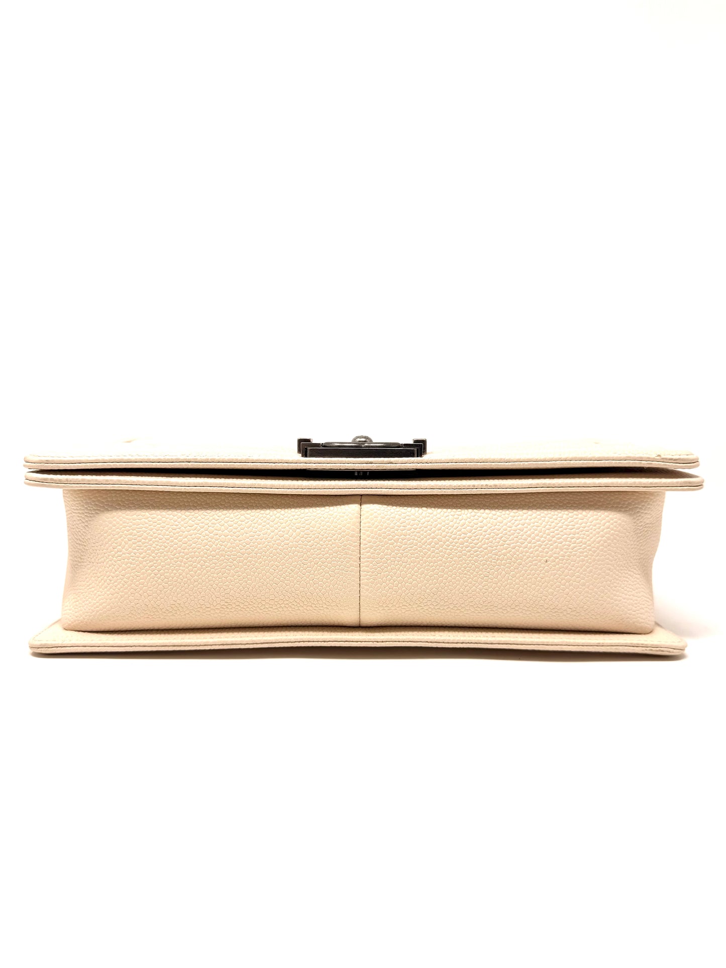 Caviar Chevron Medium Boy Bag Ivory - Chanel