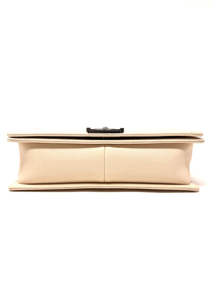 Caviar Chevron Medium Boy Bag Ivory - Chanel