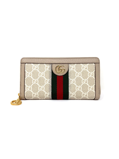 Ophidia Zip Around Wallet GG Supreme Canvas Beige - Gucci