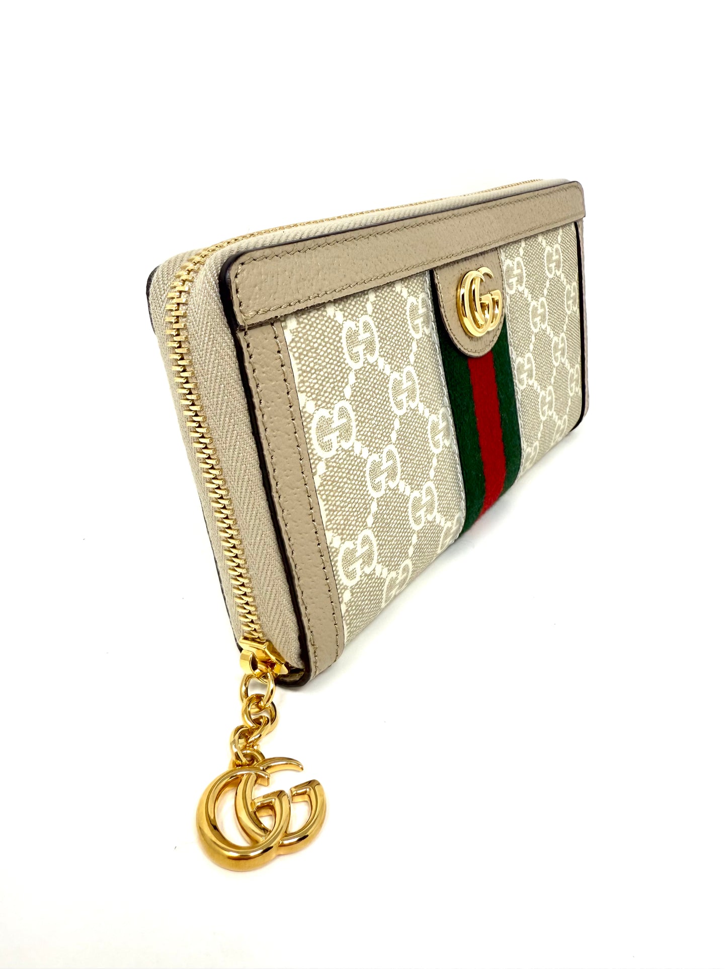 Ophidia Zip Around Wallet GG Supreme Canvas Beige - Gucci