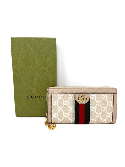 Ophidia Zip Around Wallet GG Supreme Canvas Beige - Gucci