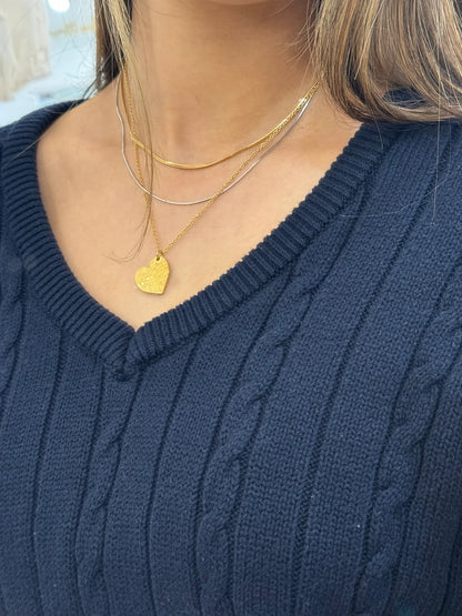 Hammered Heart Necklace Gold Regular - Love You More