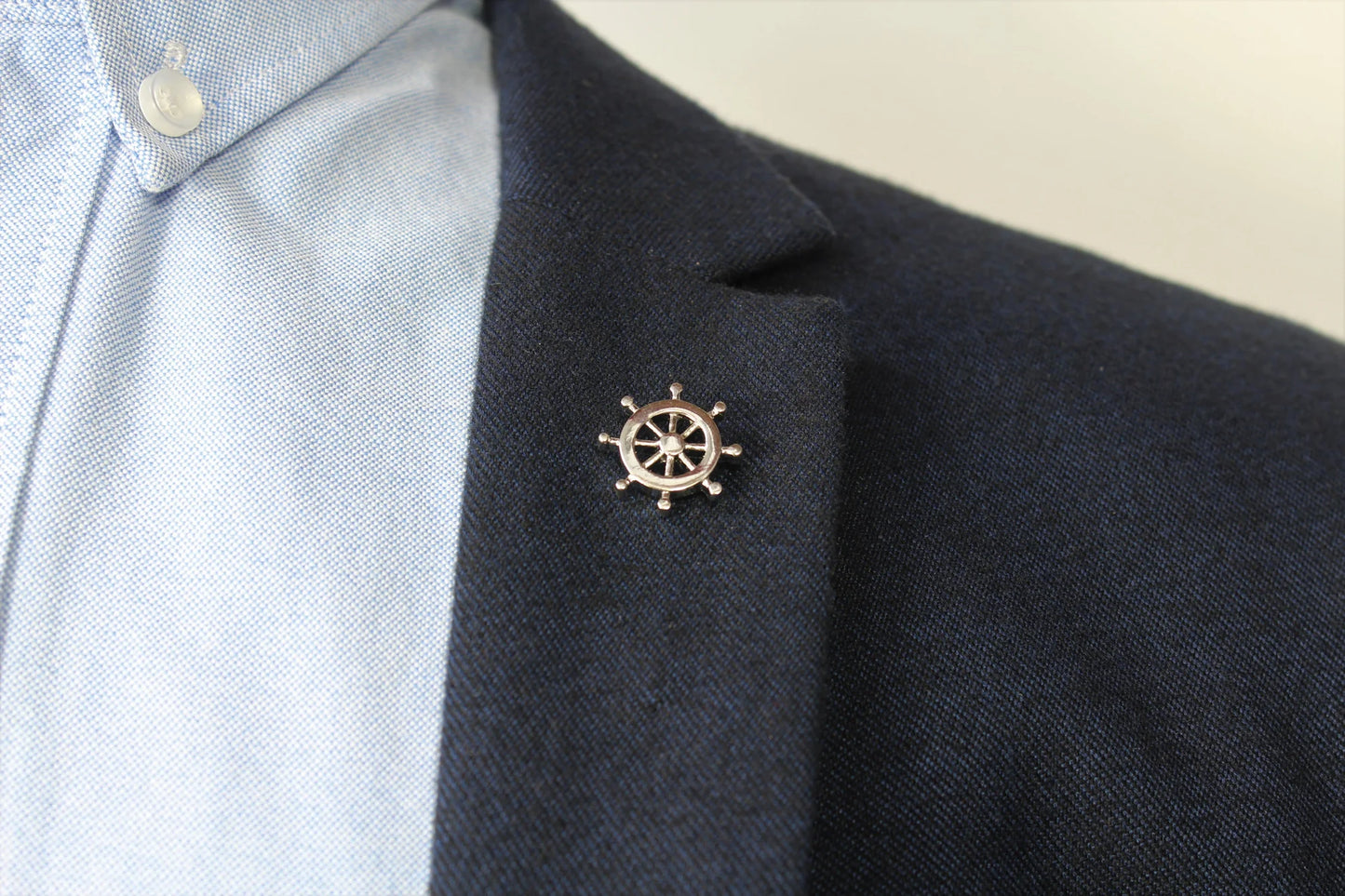 Captain Wheel Lapel Pin Silver - Stolen Riches