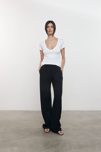 Supima Cotton Perfect V Tee White - Enza Costa