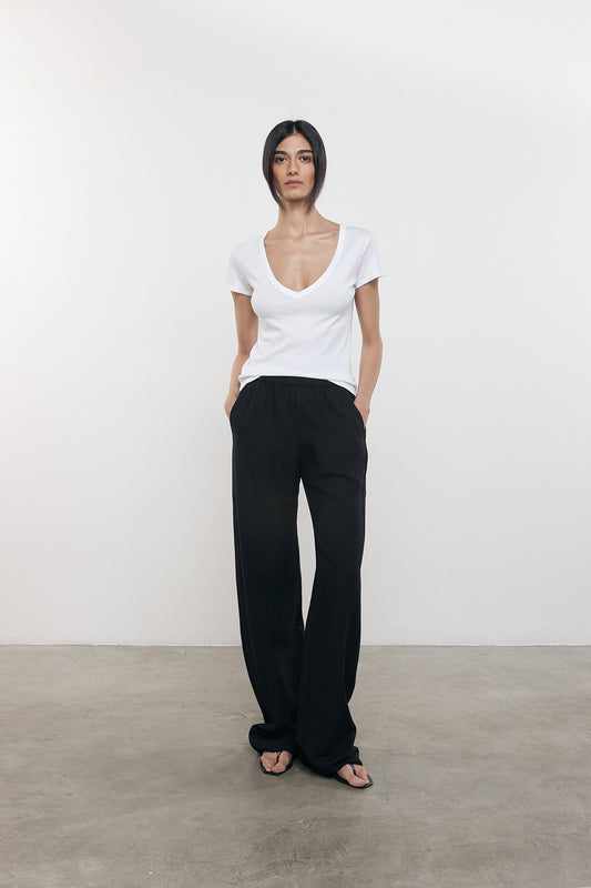 Supima Cotton Perfect V Tee White - Enza Costa
