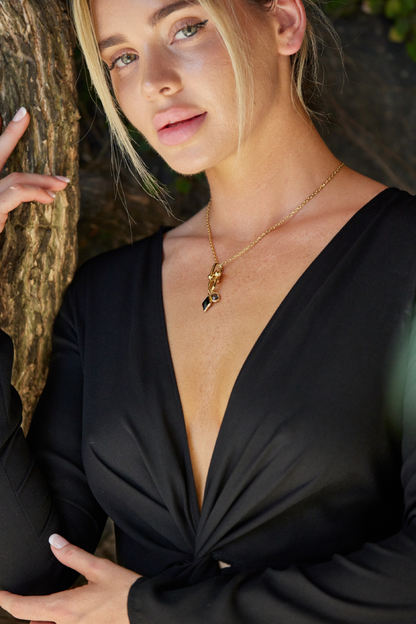 Selina Drop Necklace Black - Adriana Pappas Designs