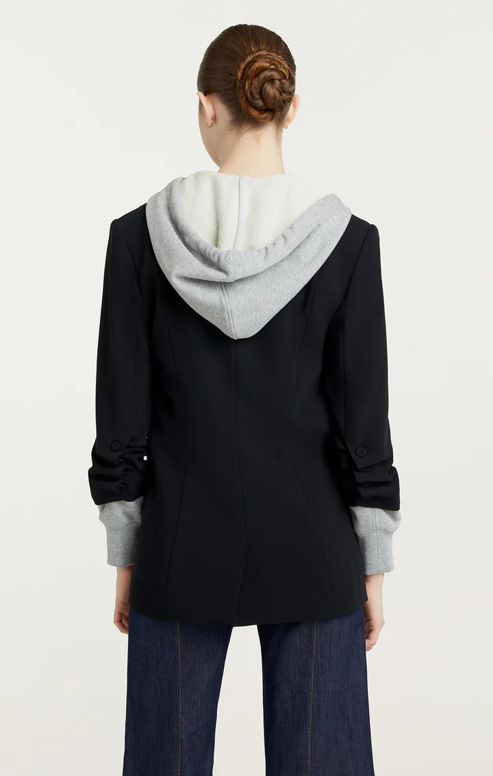 Hooded Khloe Blazer Black/Heather Grey - Cinq à Sept