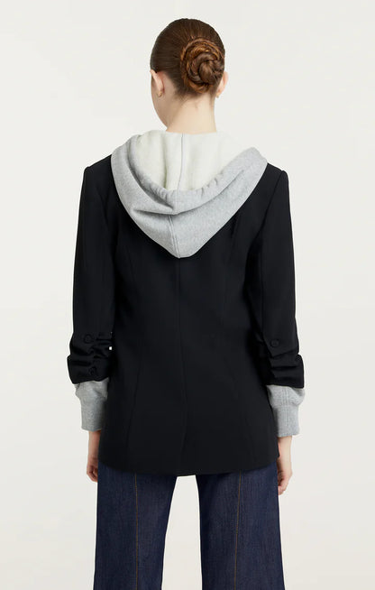 Hooded Khloe Blazer Black/Heather Grey - Cinq à Sept