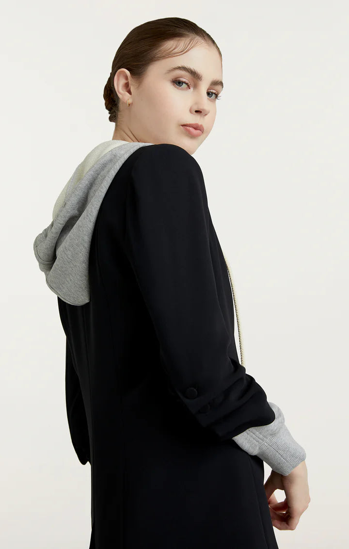 Hooded Khloe Blazer Black/Heather Grey - Cinq à Sept