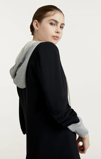 Hooded Khloe Blazer Black/Heather Grey - Cinq à Sept