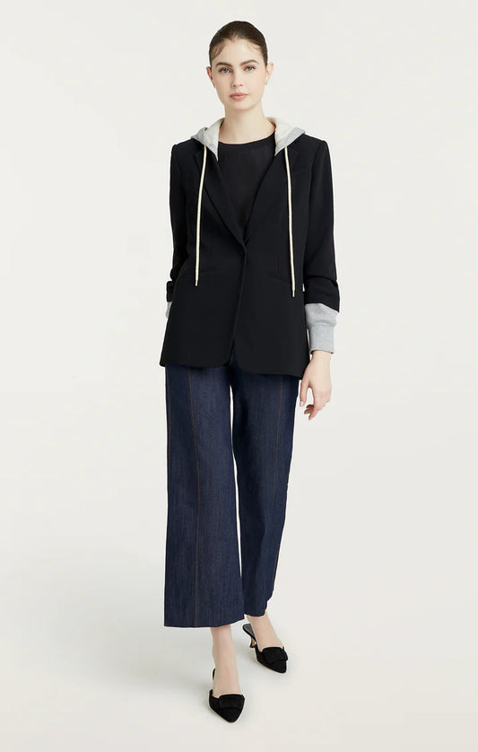 Hooded Khloe Blazer Black/Heather Grey - Cinq à Sept
