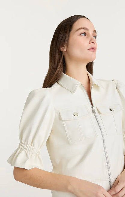 Lite Vegan Leather Holly Jacket Ivory - Cinq à Sept