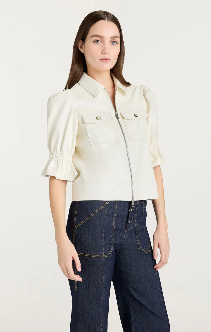 Lite Vegan Leather Holly Jacket Ivory - Cinq à Sept
