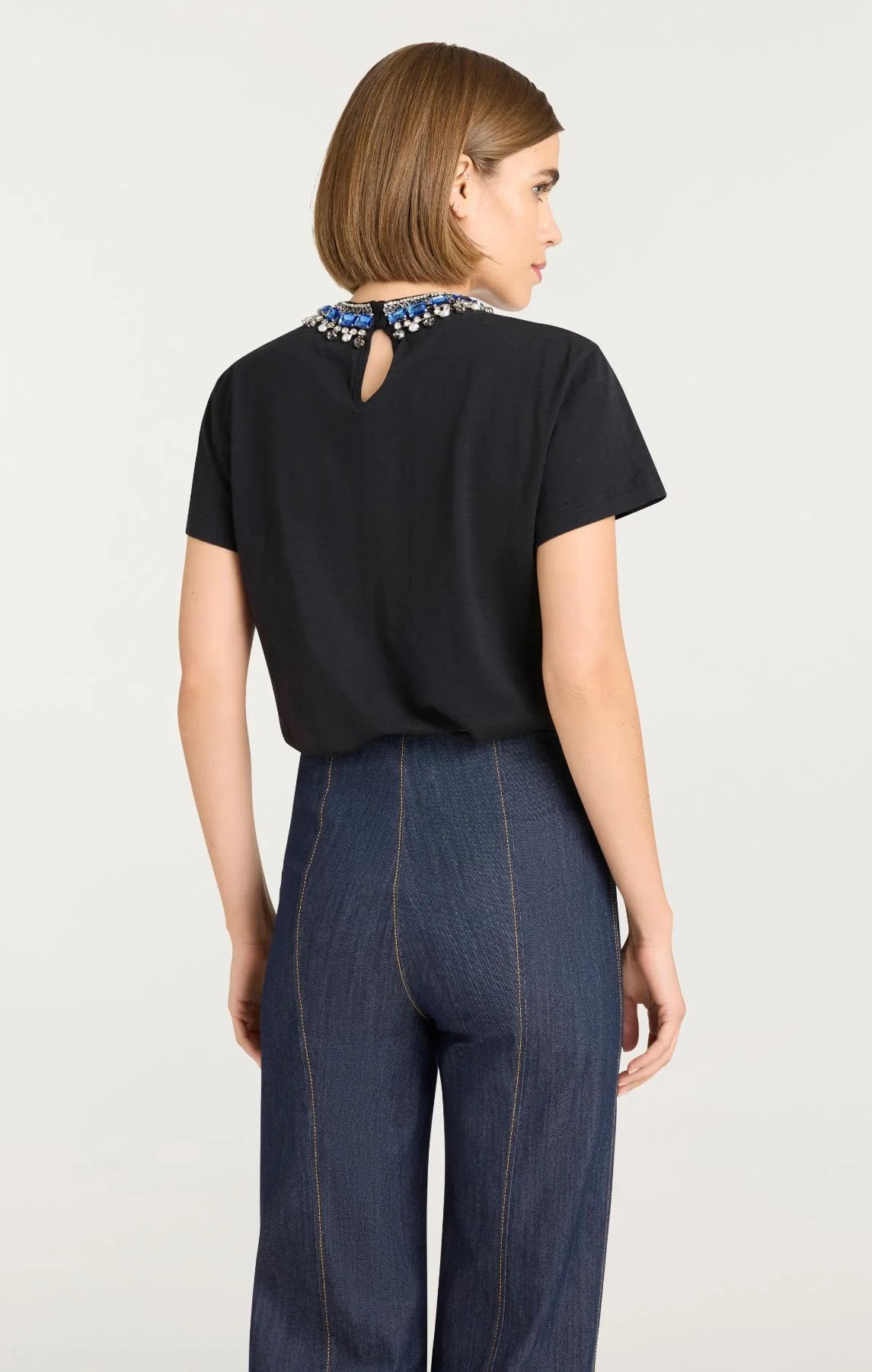 Pearl Rhinestone Necklace Danielle Tee Black/Blue - Cinq à Sept