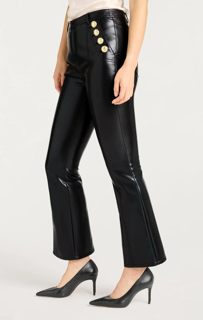 Vegan Leather Cropped Suzette Pant Black - Cinq à Sept