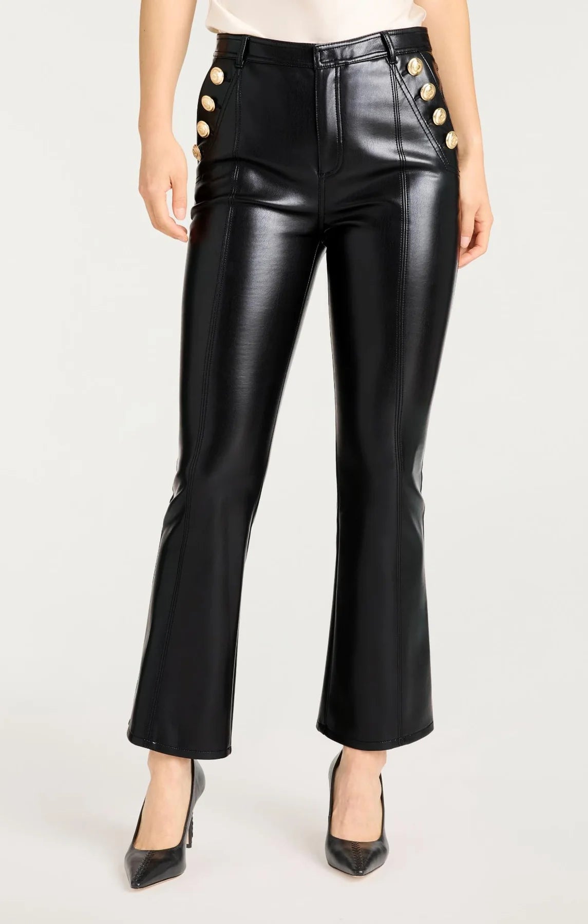 Vegan Leather Cropped Suzette Pant Black - Cinq à Sept