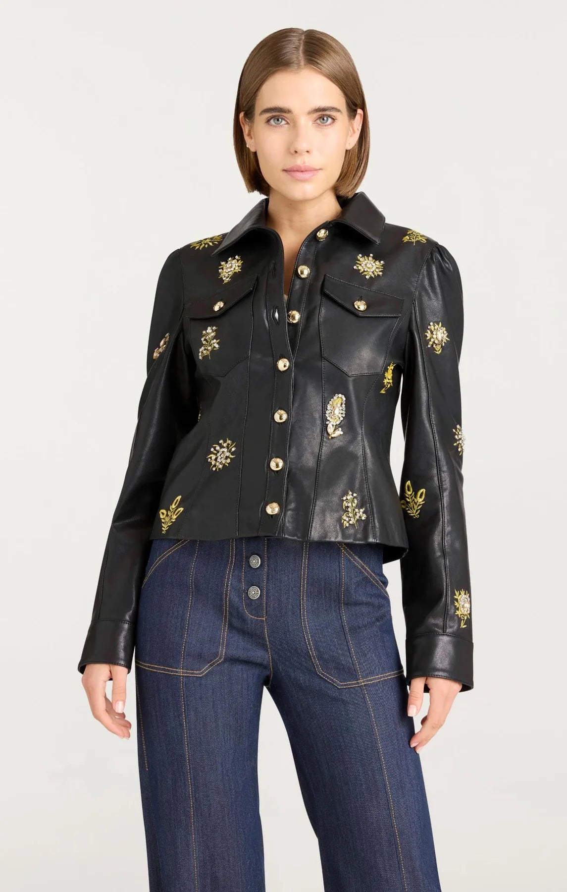 Marchesa Ritajacket Leila Leather Sarita Jacket Black - Cinq à Sept