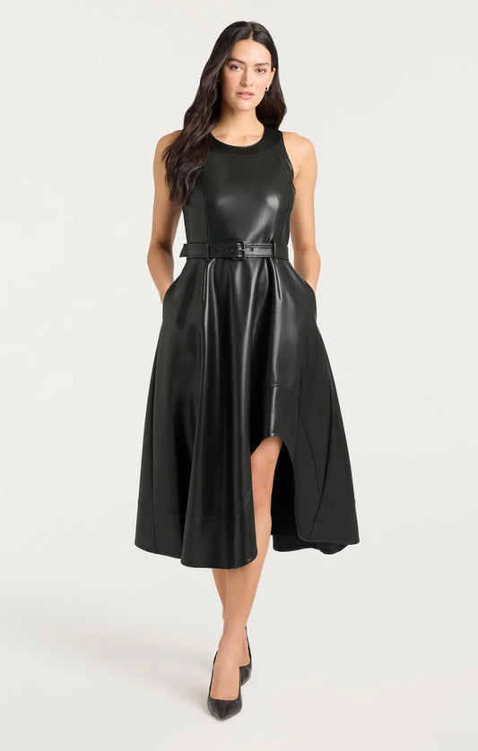 Vegan Leather Zelda Dress Black - Cinq à Sept