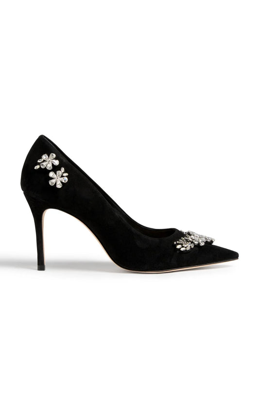 Jodie Crystal Applique Pump Black/Clear Crystal - Cinq à Sept