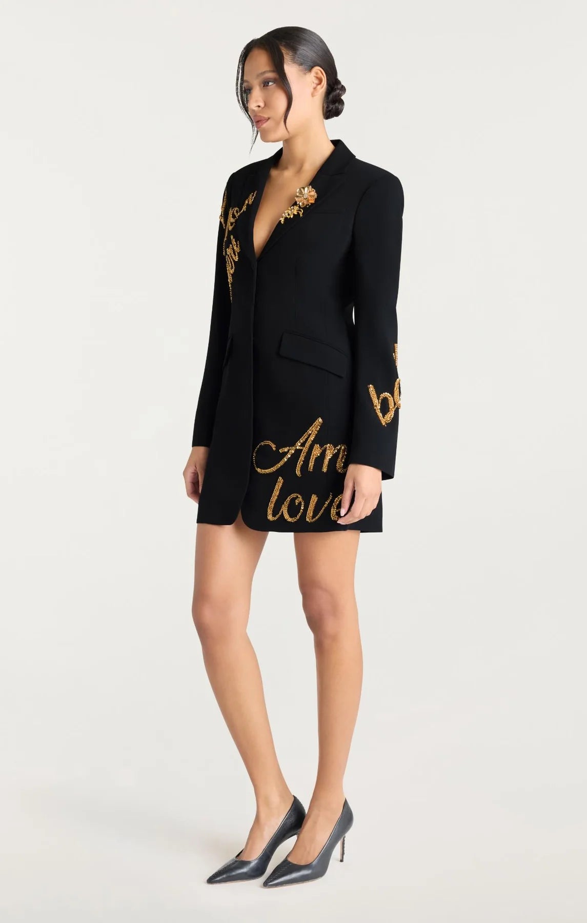 Crushed Sequin Loveletter Joel Dress Black/Gold - Cinq à Sept