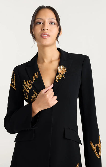 Crushed Sequin Loveletter Joel Dress Black/Gold - Cinq à Sept