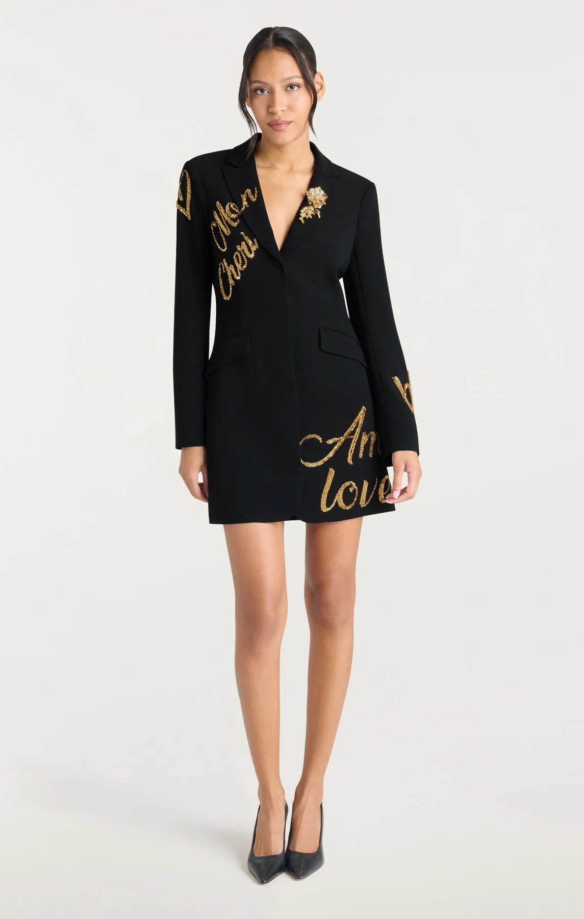 Crushed Sequin Loveletter Joel Dress Black/Gold - Cinq à Sept