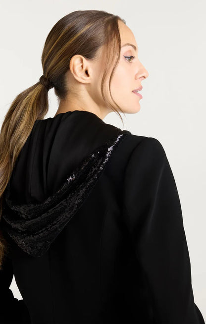 Sequin Hooded Le Petit Khloe Jacket Black - Cinq à Sept