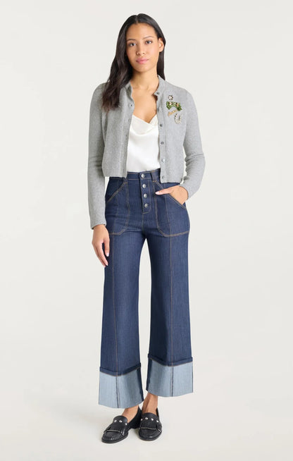 Allura Cardigan Light Heather Grey/Clear - Cinq à Sept