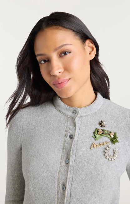 Allura Cardigan Light Heather Grey/Clear - Cinq à Sept